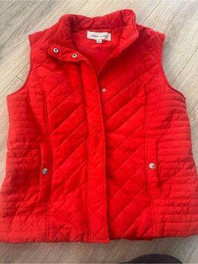 Black Rivet Quilted Red Vest with Snap Front
